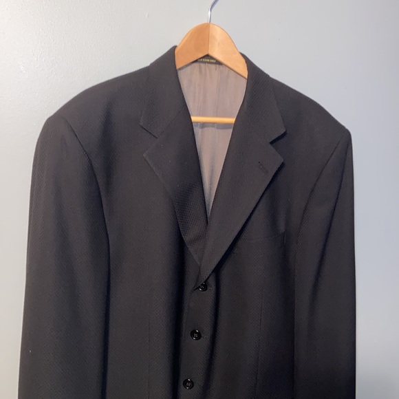 Monsieur by Givenchy 100% Worsted Wool Black Textured Suit Jacket Size 46L - Picture 2 of 9
